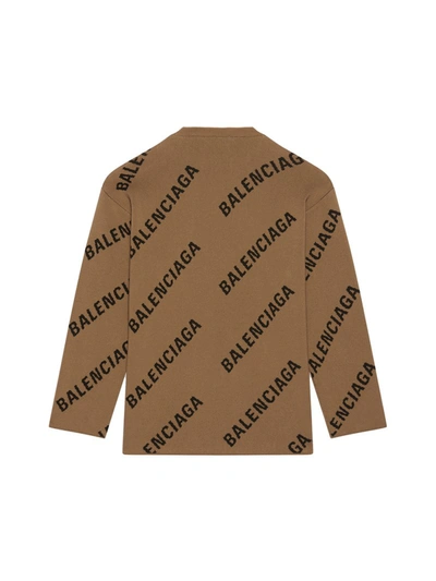 Shop Balenciaga Logo Crew Neck Pullover In Brown