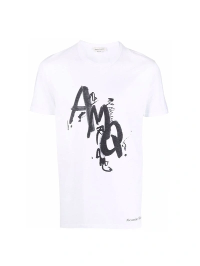 Shop Alexander Mcqueen Amq Logo-print T-shirt In White