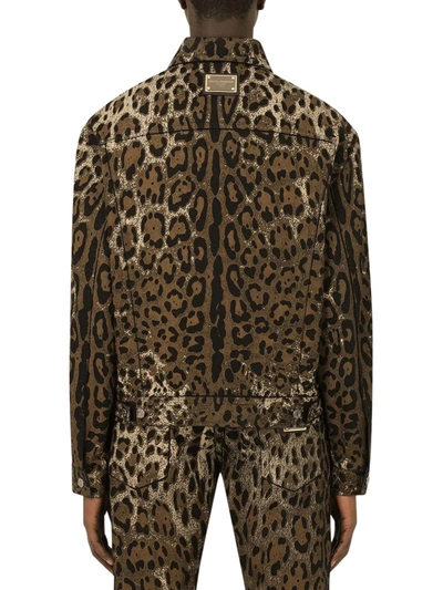 Shop Dolce & Gabbana Leopard Print Denim Jacket In Multicolour