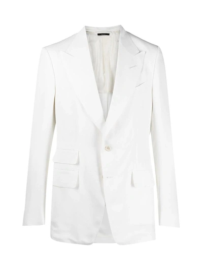 Shop Tom Ford Singe-breasted Blazer Jacket In White