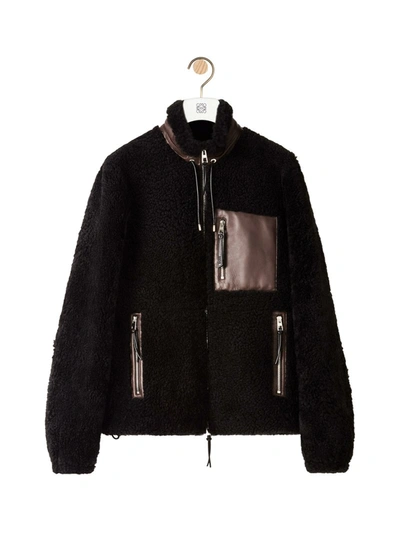 Shop Loewe Shearling Jacket In Black