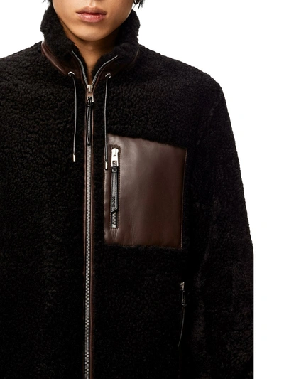 Shop Loewe Shearling Jacket In Black