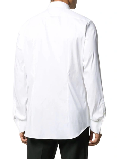Shop Prada Button Up Logo Detail Shirt In White