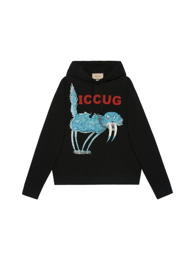 Shop Gucci Iccug Animal Print Sweatshirt By Freya Hartas In Black