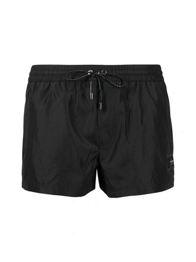 Shop Dolce & Gabbana Logo-patch Swim Shorts In Black