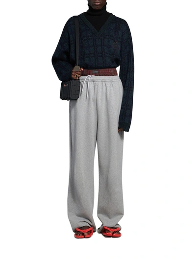 Balenciaga Trompe-l'oeil Double Waistband Sweatpants Red And Grey 