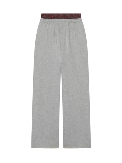 Balenciaga Trompe-l'oeil Double Waistband Sweatpants Red And Grey In Grey
