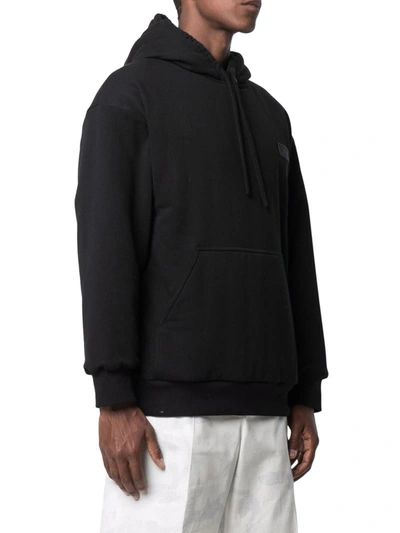 Shop Valentino Jersey Hoodie In Black