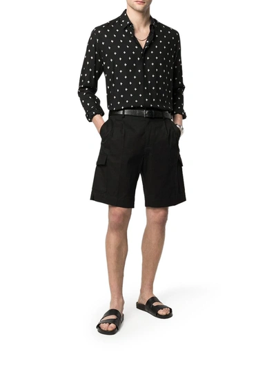 Shop Dolce & Gabbana High-rise Cotton Cargo Shorts In Black