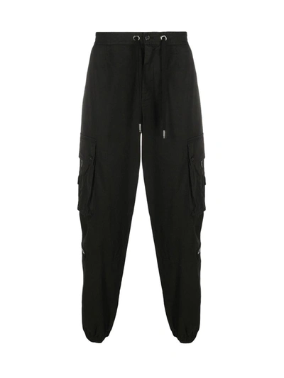 Shop Dolce & Gabbana Logo Patch Cotton Cargo Pants In Black