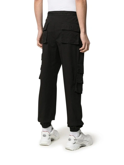 Shop Dolce & Gabbana Logo Patch Cotton Cargo Pants In Black