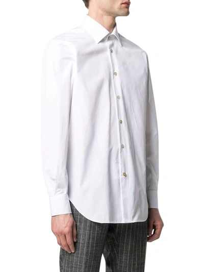 Shop Kiton Cutaway Collar Cotton Shirt In White