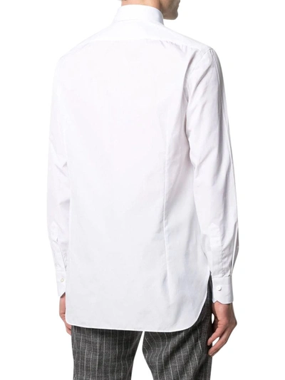 Shop Kiton Cutaway Collar Cotton Shirt In White