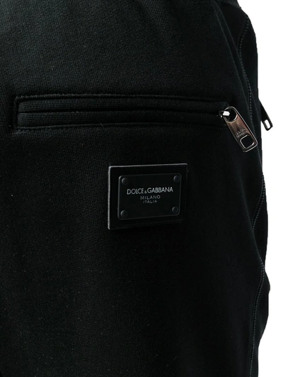 Shop Dolce & Gabbana Jersey Jogging Pants Shorts With Logo Plaque In Black