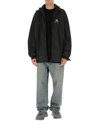 Shop Balenciaga Black Nylon Oversize Windbreaker