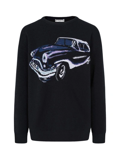 Shop Givenchy Car Motif Intarsia-knit Jumper In Black