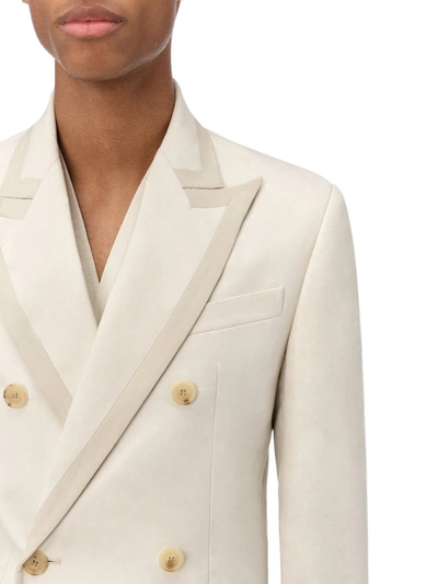 Shop Amiri Double Breasted Blazer In White