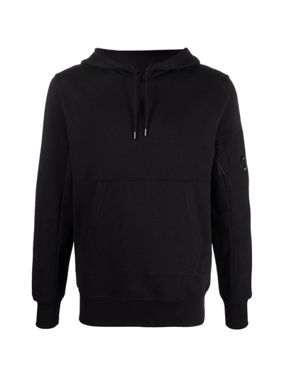 Shop C.p. Company Diagonal Raised Fleece Hooded Sweatshirt In Black