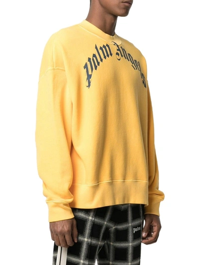 Shop Palm Angels Logo-print Crew-neck Sweatshirt In Yellow & Orange