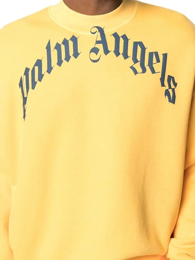 Shop Palm Angels Logo-print Crew-neck Sweatshirt In Yellow & Orange