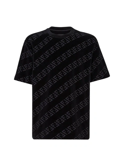 Shop Fendi Black Velvet T-shirt