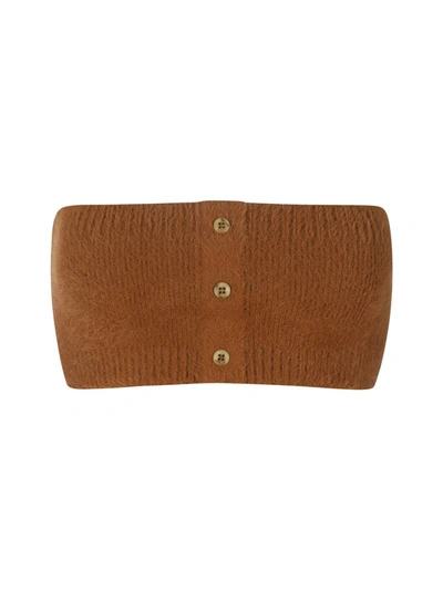 Shop Jacquemus Neve Knitted Crop Top In Brown