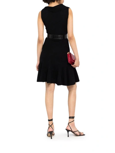 Shop Alexander Mcqueen Asymmetric Neck Knitted Dress In Black