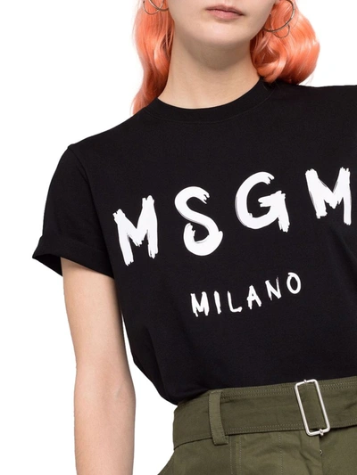 Shop Msgm Logo-print Short-sleeved T-shirt In Black