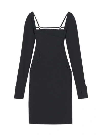 Shop Jacquemus Long Sleeve Midi Dress. In Black