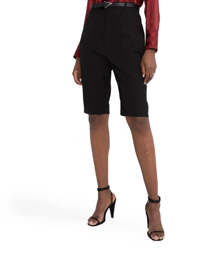 Shop Saint Laurent Cyclist Short In Grain De Poudre In Black