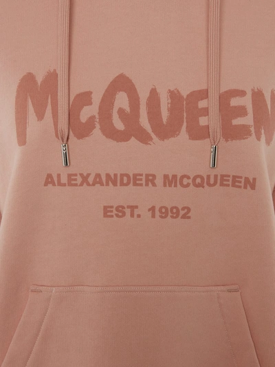 Shop Alexander Mcqueen Mcqueen Graffiti Hoodie In Pink & Purple