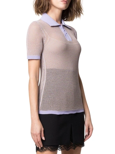 Shop Bottega Veneta Pointelle-knit Polo Top In Multicolour