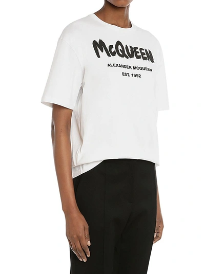 Shop Alexander Mcqueen Logo Print Cotton T-shirt In White