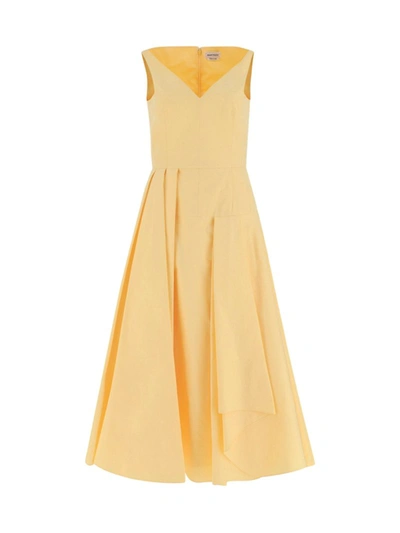 Shop Alexander Mcqueen Sleeveless Dress In Yellow & Orange