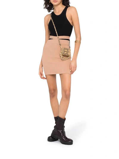 Shop Adamo Fitted Ribbed-knit Skirt In Nude & Neutrals