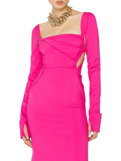 Shop Jacquemus Long Sleeve Midi Dress. In Pink & Purple