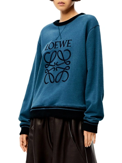 Shop Loewe Anagram Sweatshirt In Cotton In Blue