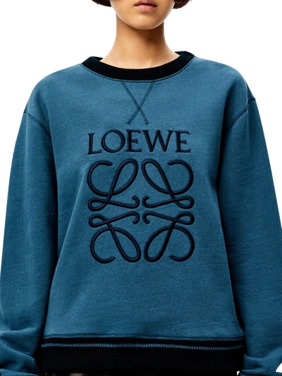 Shop Loewe Anagram Sweatshirt In Cotton In Blue