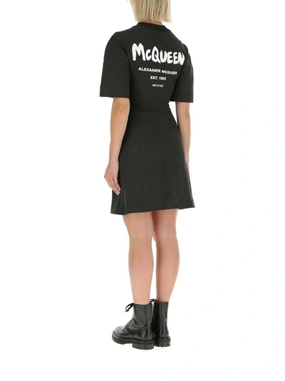 Shop Alexander Mcqueen Rear Logo-print Dress In Black
