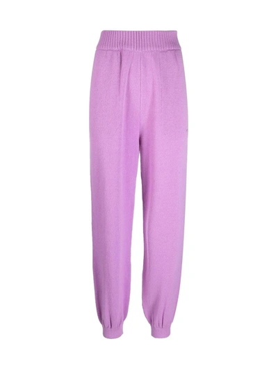 Shop Msgm Knitwear Pant In Pink & Purple