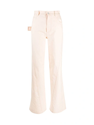 Shop Bottega Veneta Pink Denim Jeans In Nude & Neutrals