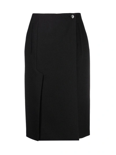 Shop Prada Pinstripe Pencil Skirt In Black