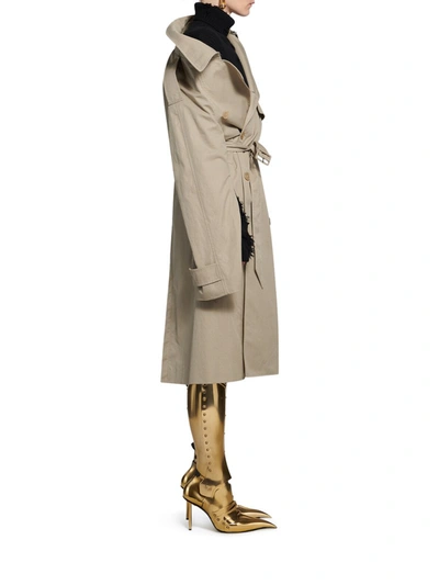 Shop Balenciaga Trench Off Shoulder In Beige In Nude & Neutrals