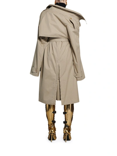 Shop Balenciaga Trench Off Shoulder In Beige In Nude & Neutrals