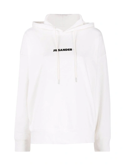 Shop Jil Sander Logo-print Cotton Hoodie In White