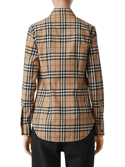 Shop Burberry Lapwing  Shirt In Cotton With Vintage Check Pattern In Nude & Neutrals