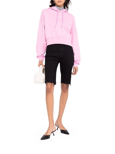 Shop Msgm Logo-print Hoodie In Pink & Purple