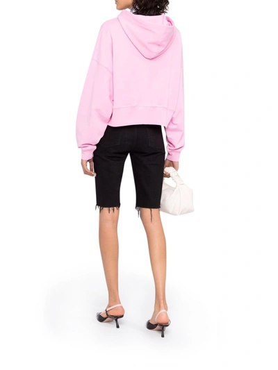 Shop Msgm Logo-print Hoodie In Pink & Purple