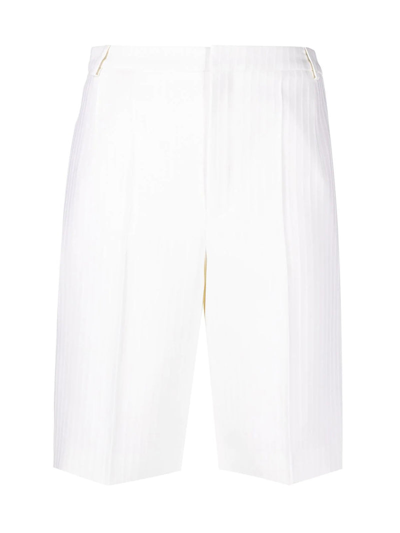 Shop Saint Laurent Tailored Wool Bermuda Shorts With Chain Stripes In White