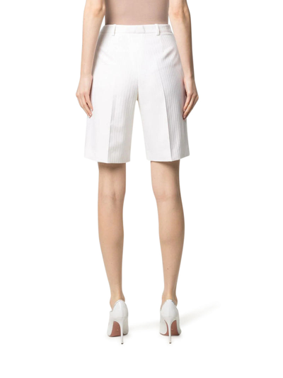 Shop Saint Laurent Tailored Wool Bermuda Shorts With Chain Stripes In White
